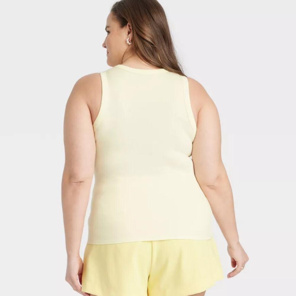 Universal Thread Solid Yellow Ribbed Tank Top NEW - Picture 4 of 7